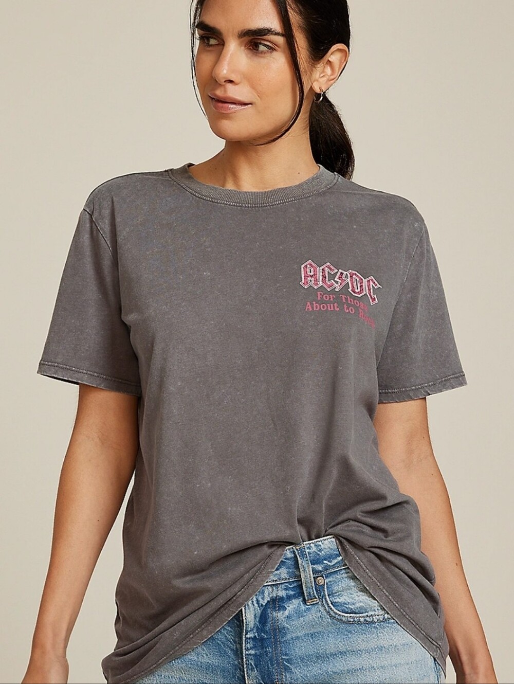 NWT Maurices ACDC Oversized Tee with Logo Chest Print